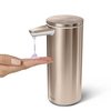 Simplehuman 9 oz. Touch-Free Rechargeable Sensor Liquid Soap Pump Dispenser, Rose Gold Stainless Steel ST1046
